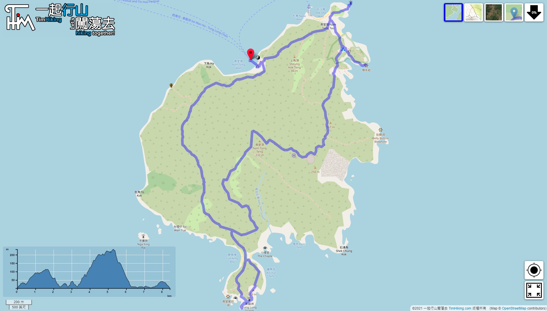 「東龍洲白崖」路線地圖
