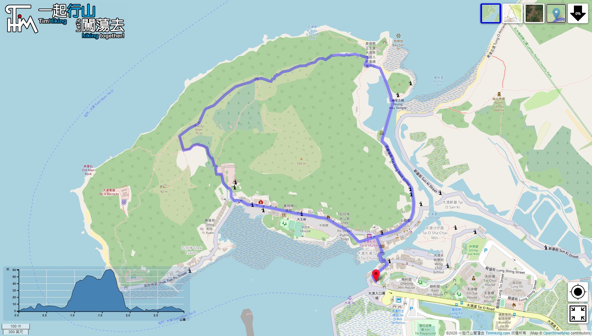 「Tai O Fu Shan」路線Map