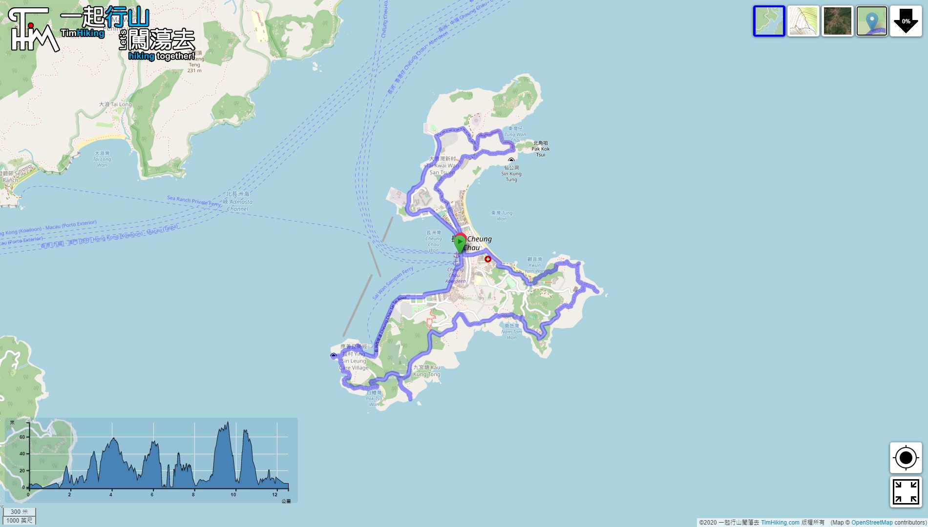 「長洲環島遊」路線地圖