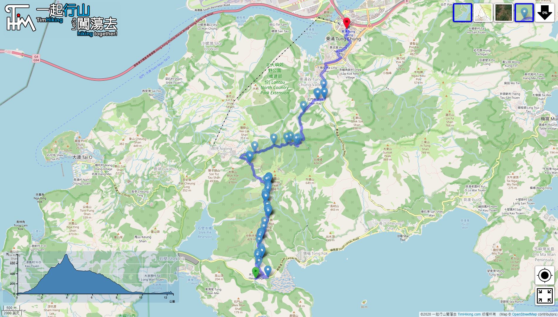 「東狗牙 狗牙嶺 法門古道」路線地圖