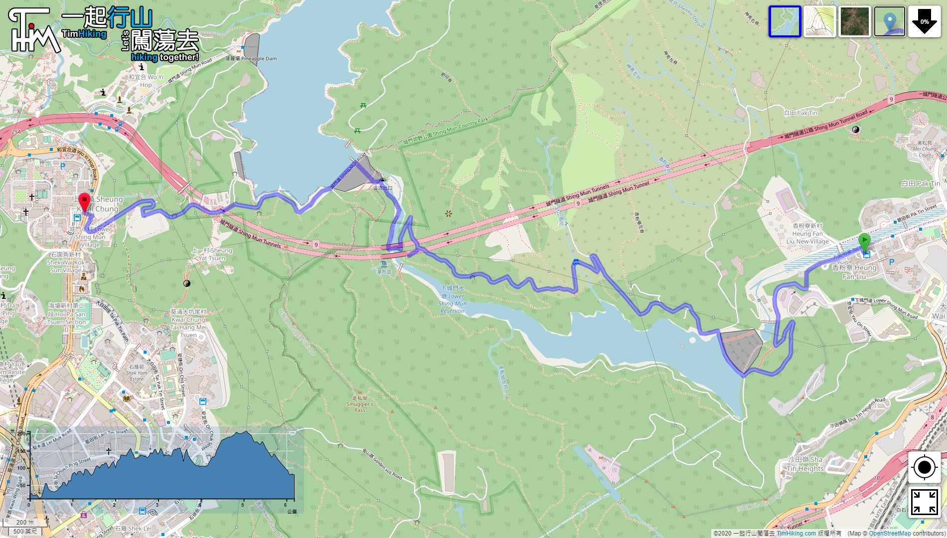 「下城門水塘 (上路) (2021舊線)」路線地圖