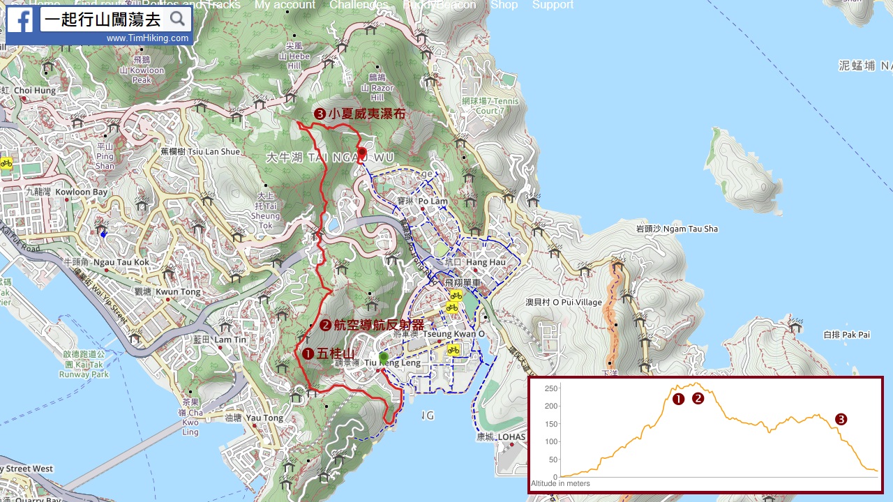 「五桂山 (澳景路封路)」路線地圖