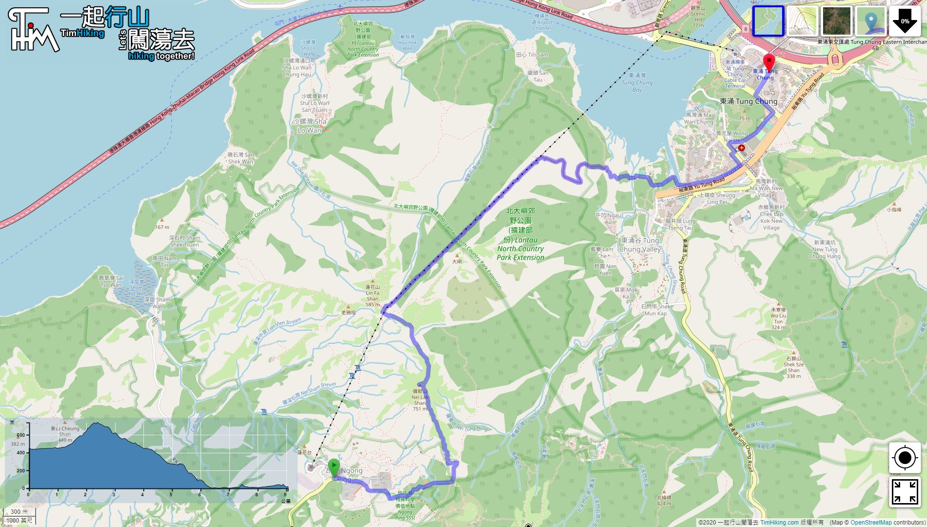 「彌勒山 昂坪棧道 (2018舊線)」路線地圖