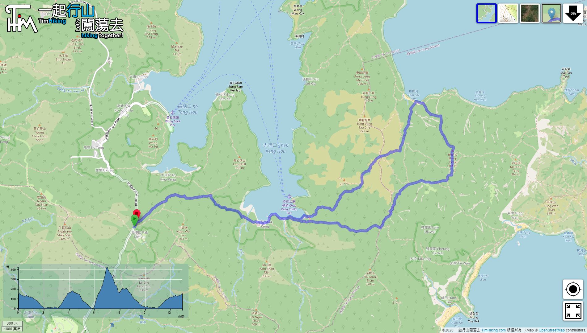 「蚺蛇尖 北脊」路線地圖