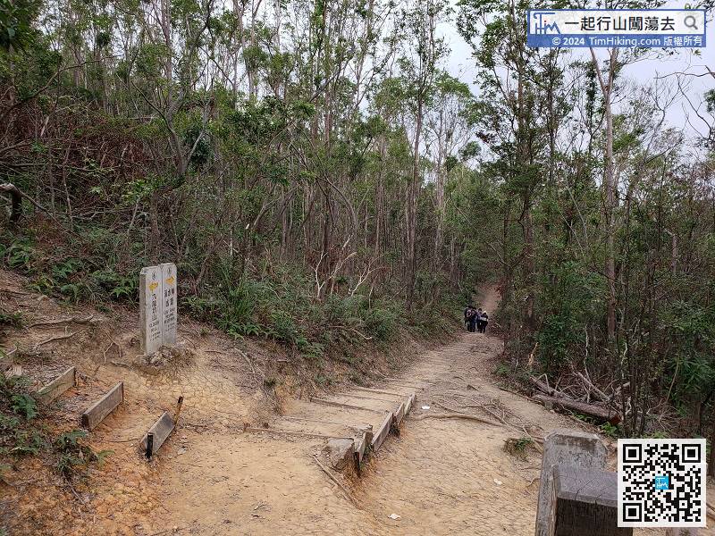 去到一個十字路口，左面是往鶴藪山火瞭望台，前方是直接到流水響塘。