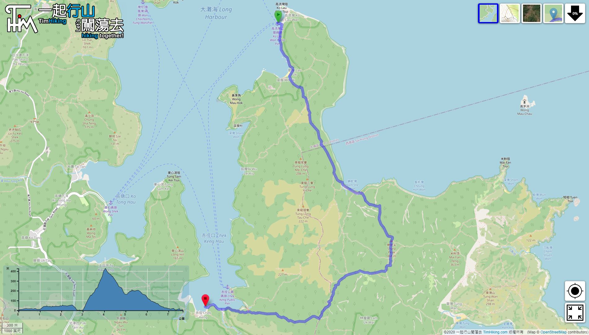 「高流灣 蚺蛇尖北脊」路線地圖
