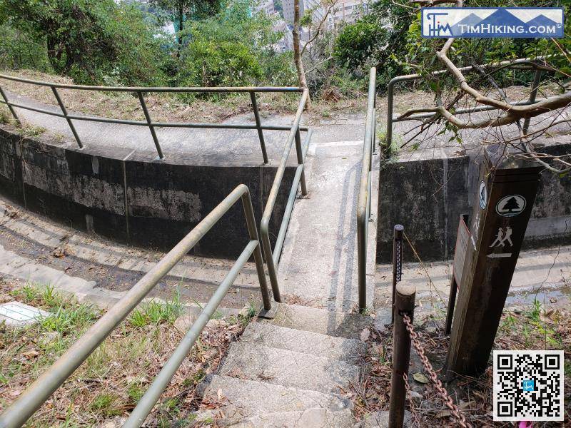 在引水道口有一條港島徑路標指示方向，轉左行才對。