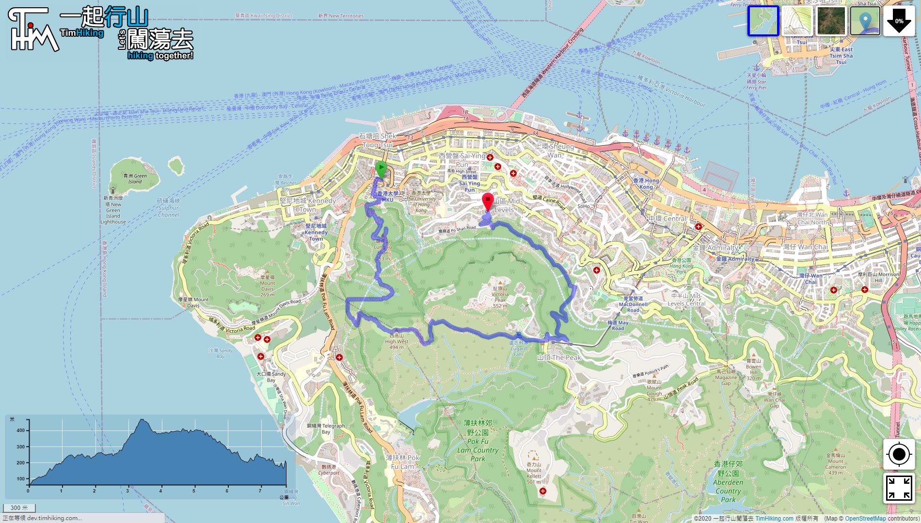 「西高山西脊 張保仔古道」路線地圖