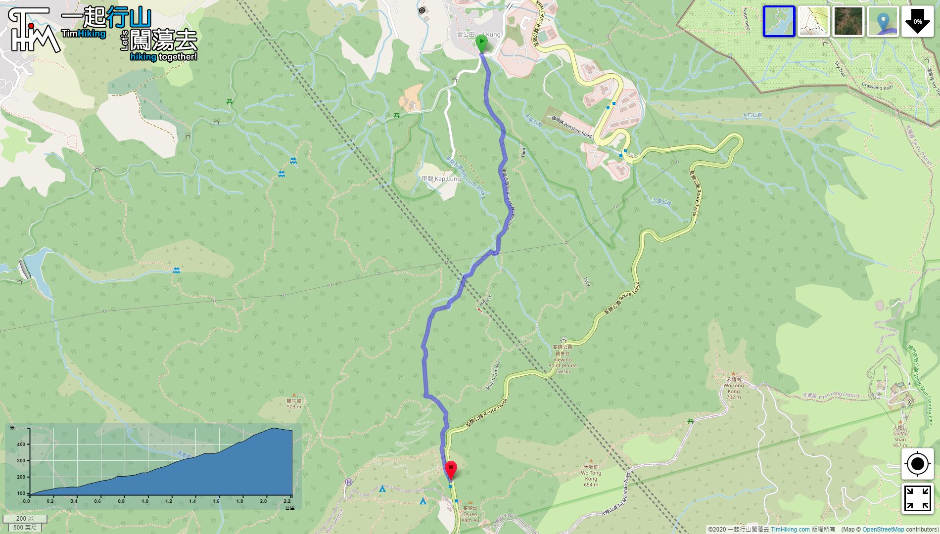 「甲龍古道郊遊徑」路線地圖