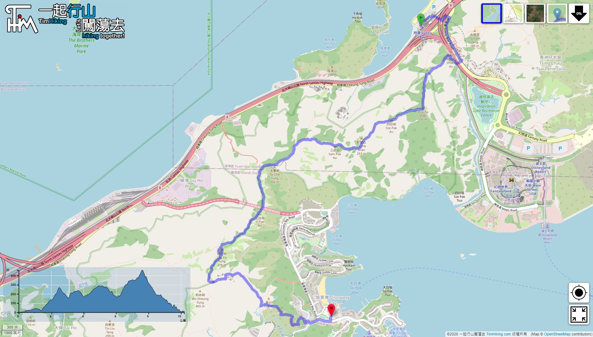 「大山 犁壁山 大輋峒」路線地圖