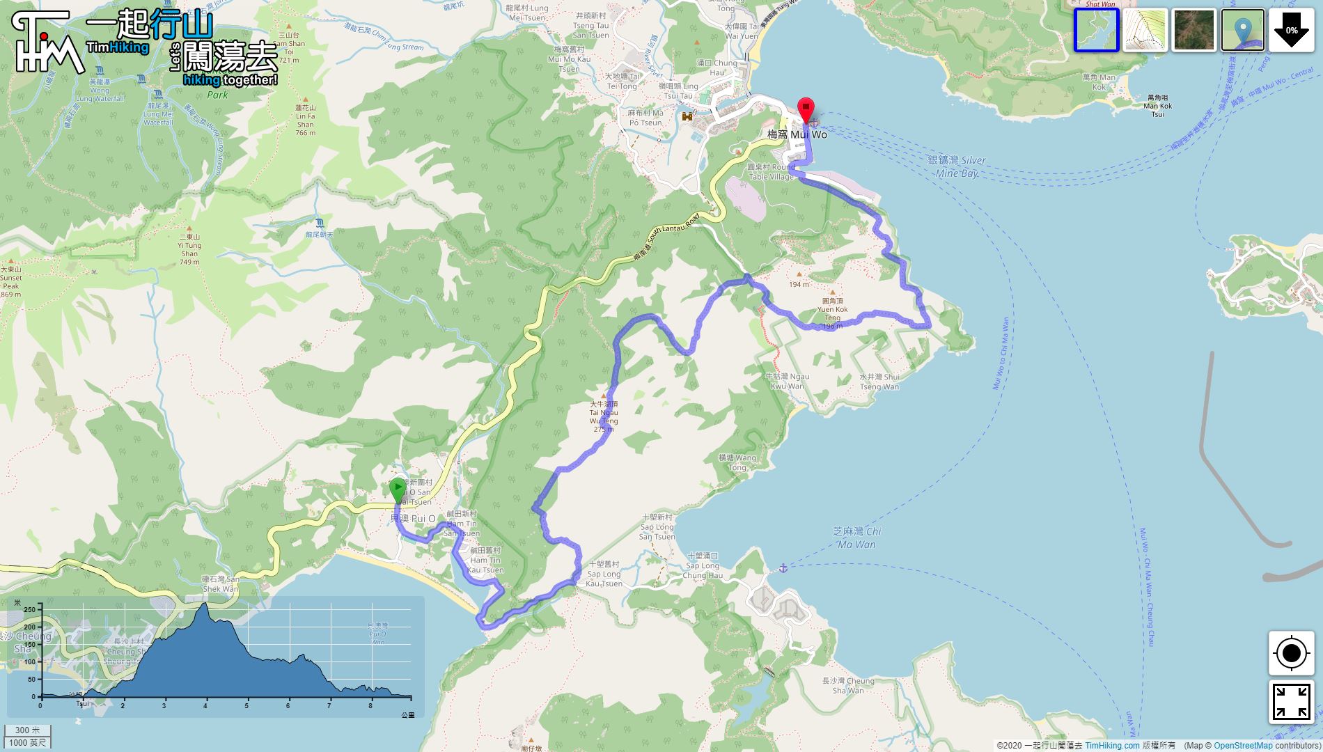 「Lantau Trail (Section 12)」路線Map