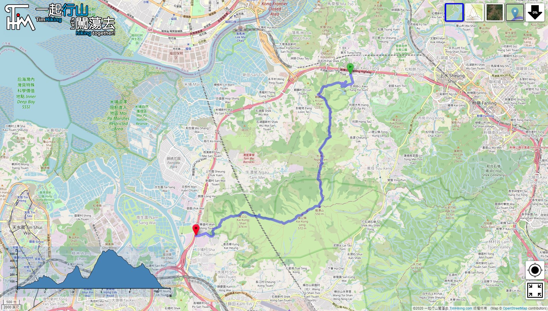 「麒麟山 牛潭山 雞公嶺 過背徑」路線地圖