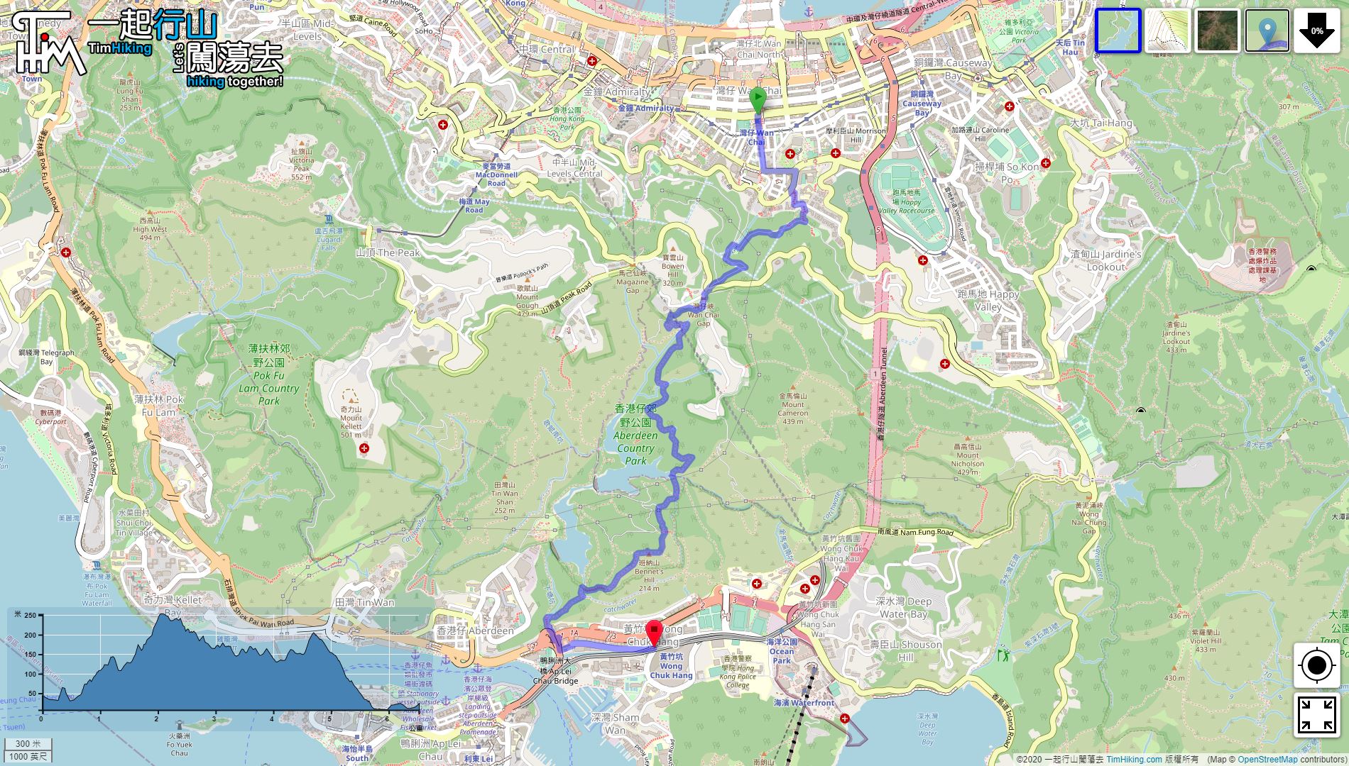 「南子午線石 班納山」路線地圖