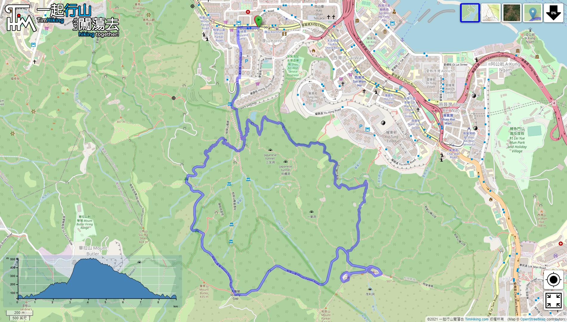 「康山 將軍石 柏架山」路線地圖