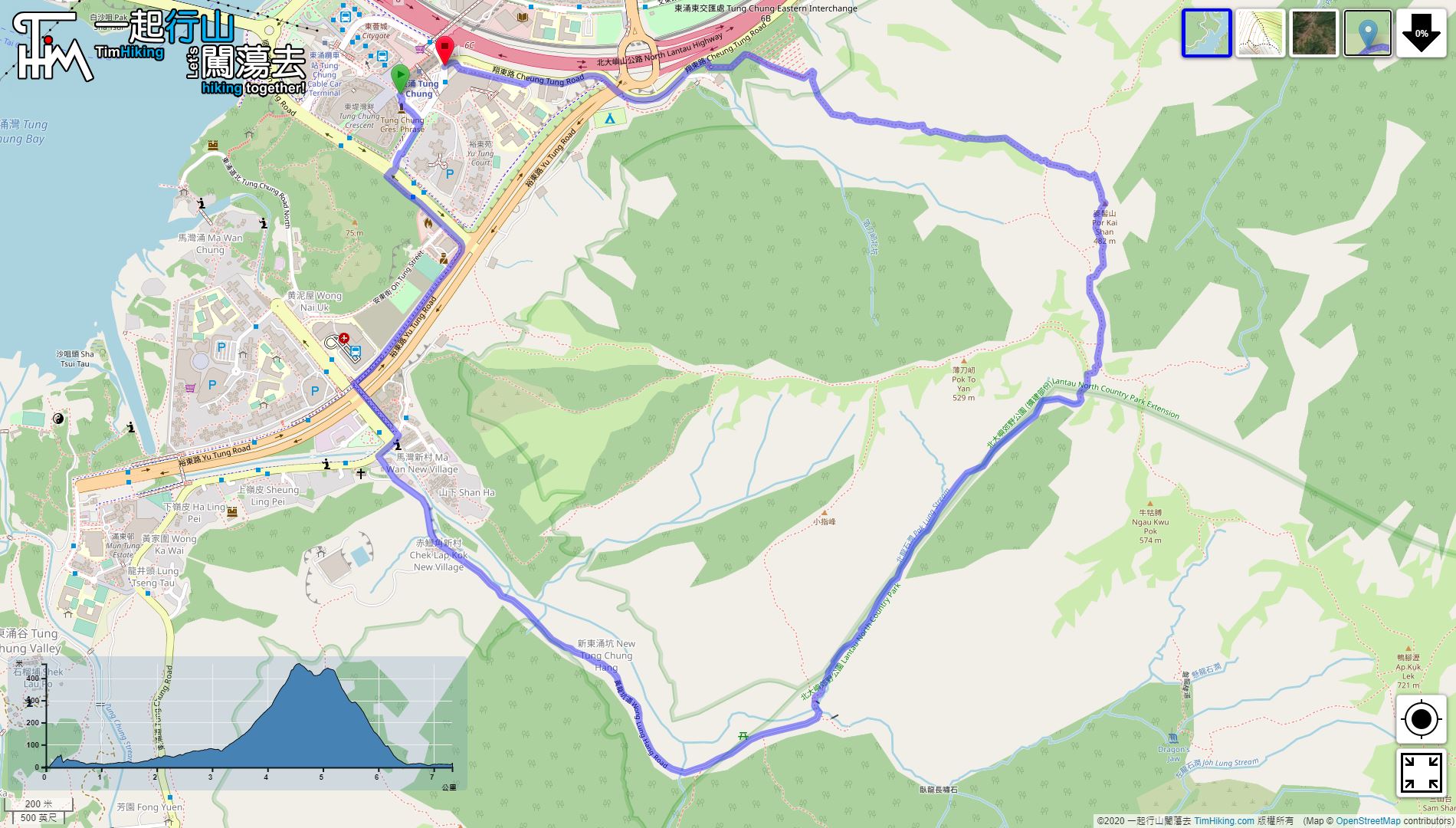 「北龍石澗 天書壁 婆髻山」路線地圖