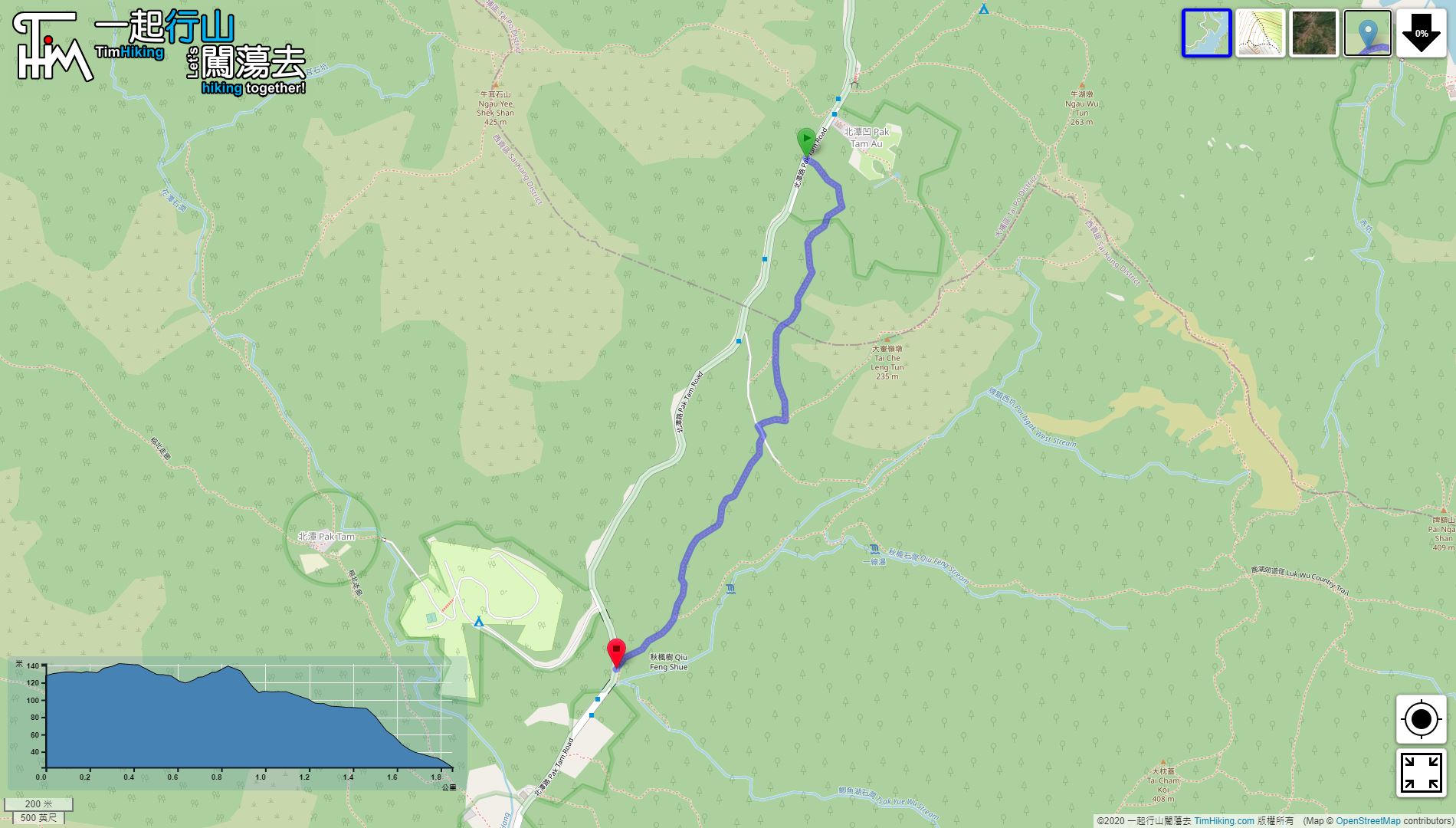 「北潭郊遊徑」路線地圖