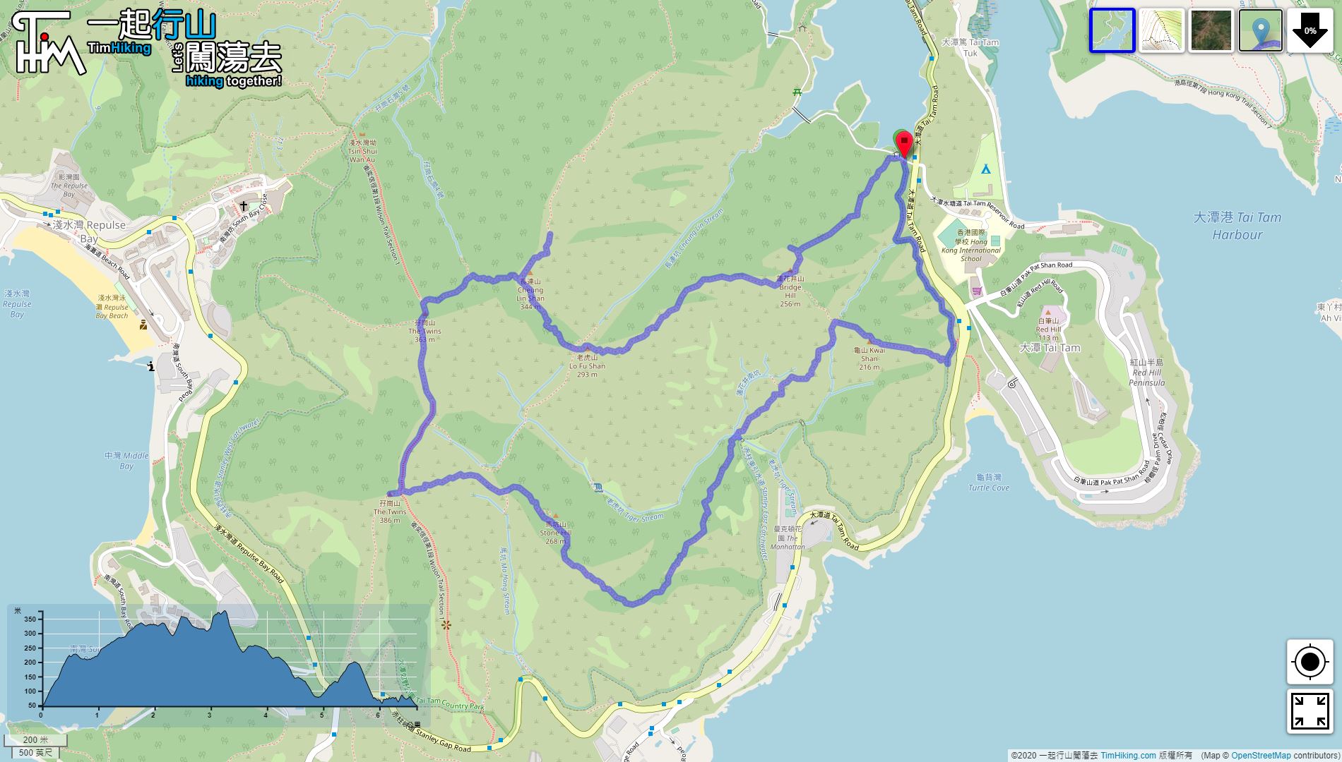 「港島南六山」路線地圖