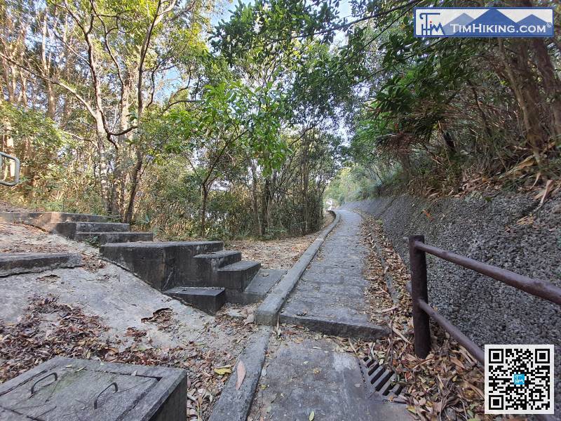 上到平路之後，左轉是往華翠園，而往沙田則直去。