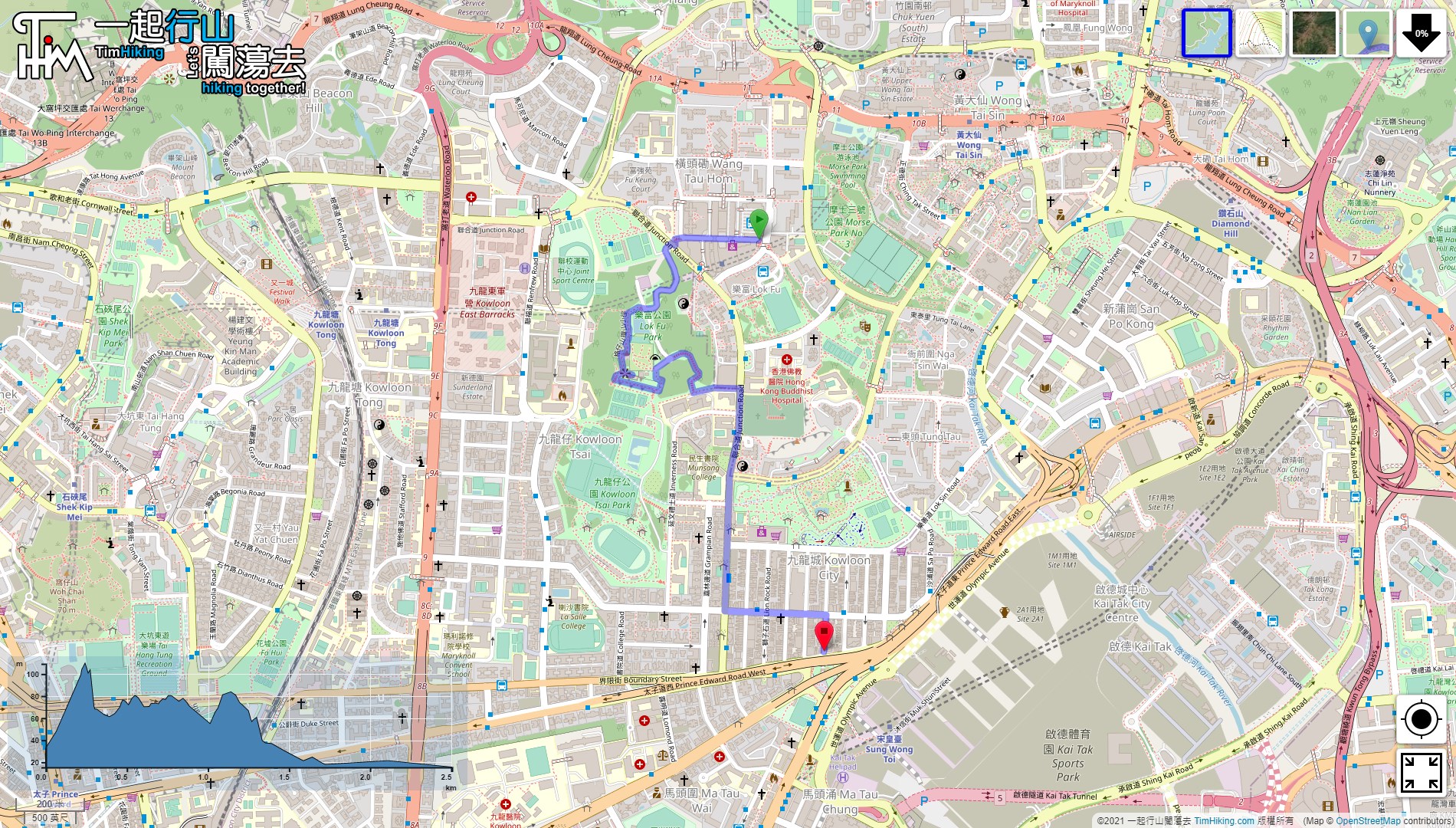 「格仔山 (2021舊線)」路線地圖