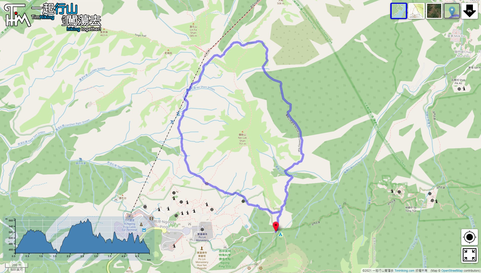 「彌勒山郊遊徑」路線地圖