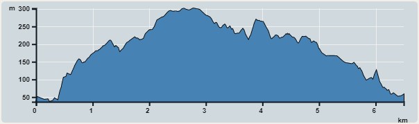 攀升︰320米　　下降︰299米　　最高︰301米　　最低︰37米<br><p class='smallfont'>海拔高度值只供參考 誤差約是30米內