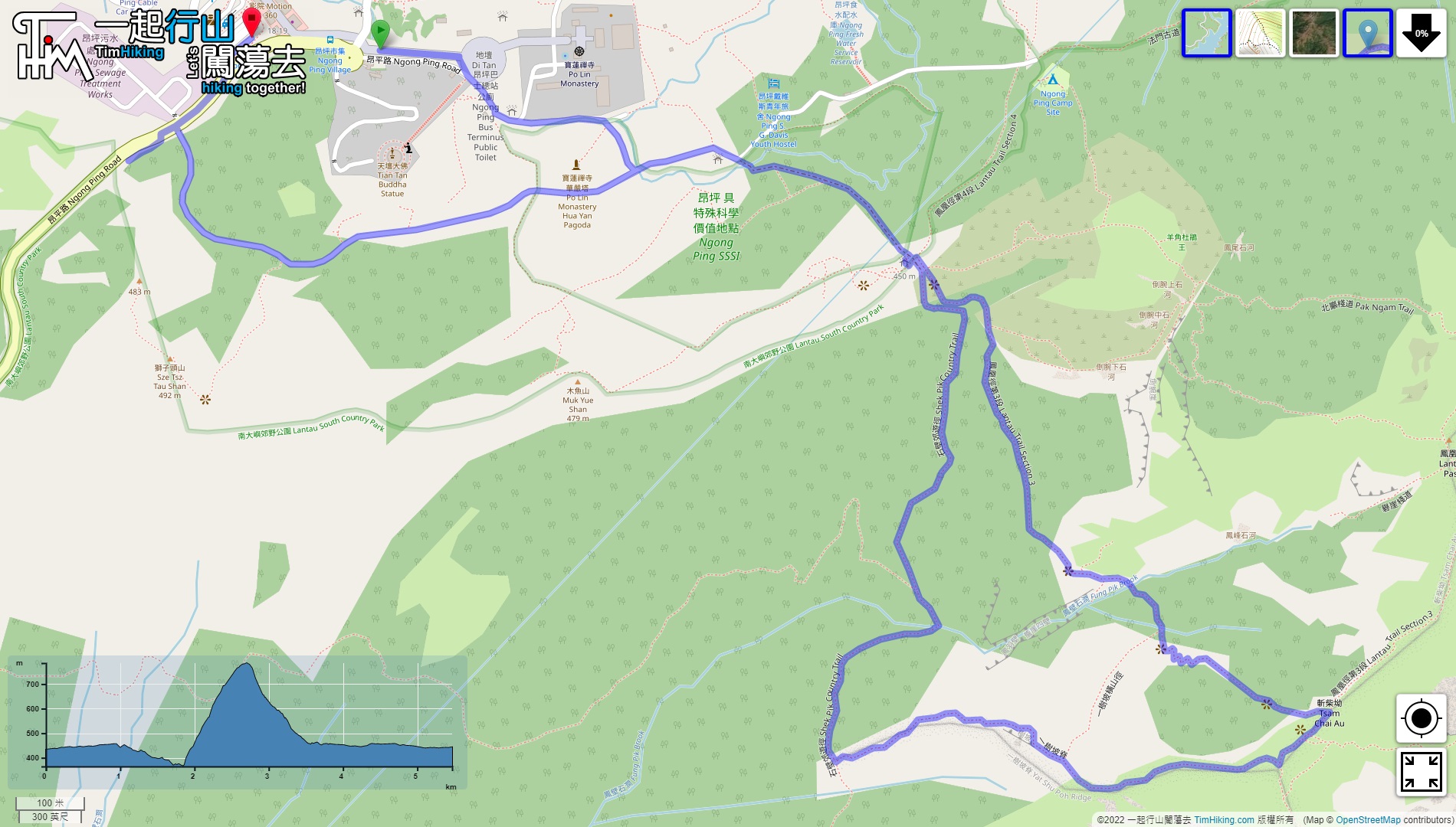 「一樹坡脊 昂坪舊山門」路線地圖