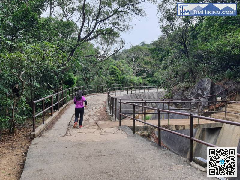 接上引水道之後，轉左行，但不用跨越引水道橋。