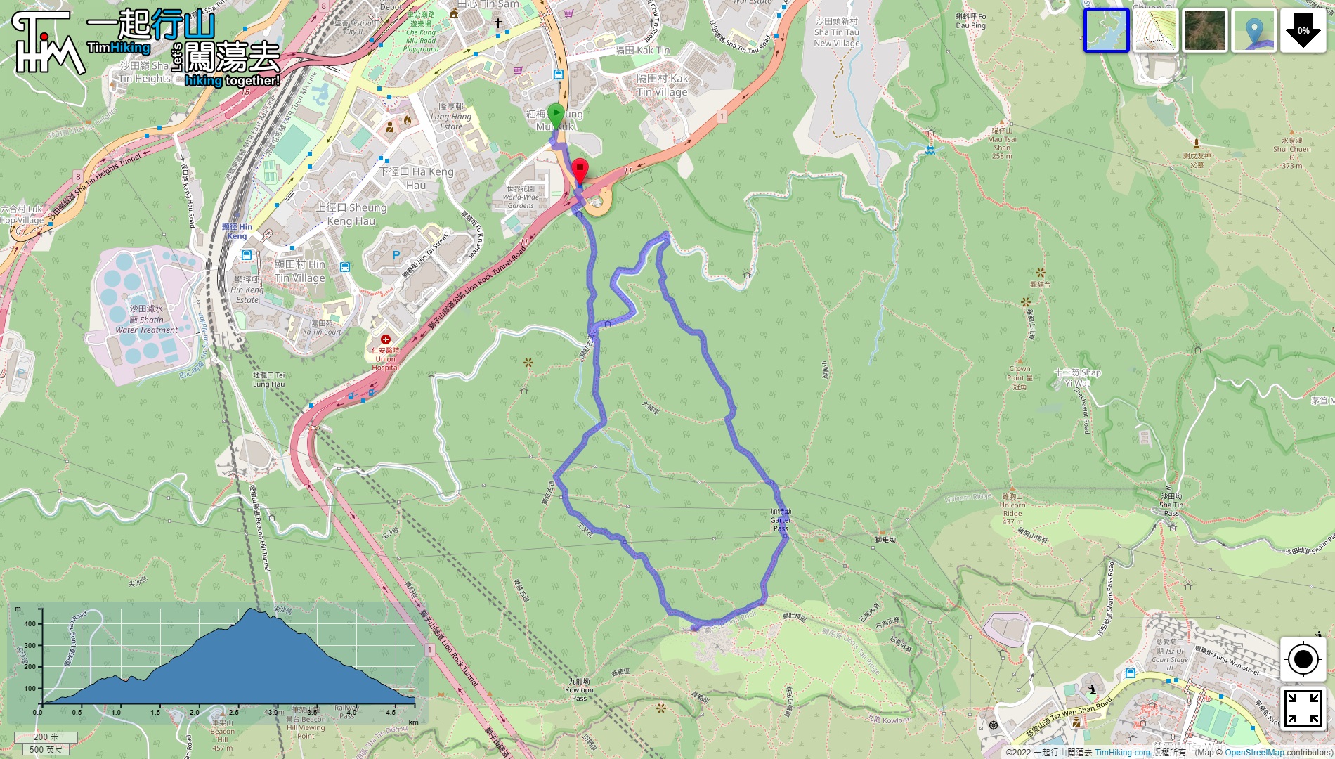 「獅子山 三叉徑」路線地圖