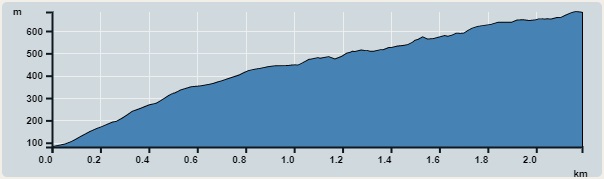 攀升︰634米　　下降︰34米　　最高︰685米　　最低︰81米<br><p class='smallfont'>海拔高度值只供參考 誤差約是30米內