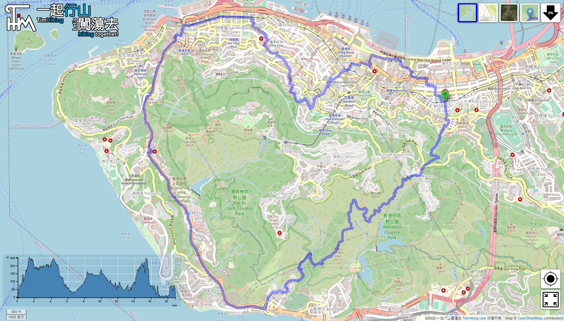 「香港之心(TimHiking版v2)」路線地圖