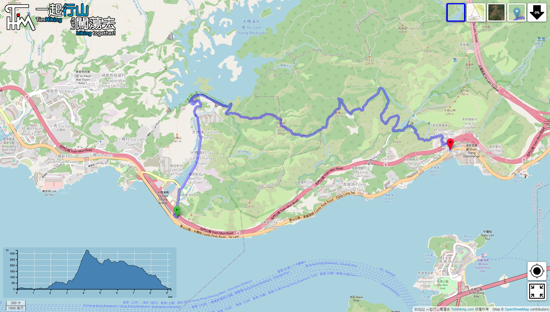 「桃坑峒 圓墩山」路線地圖