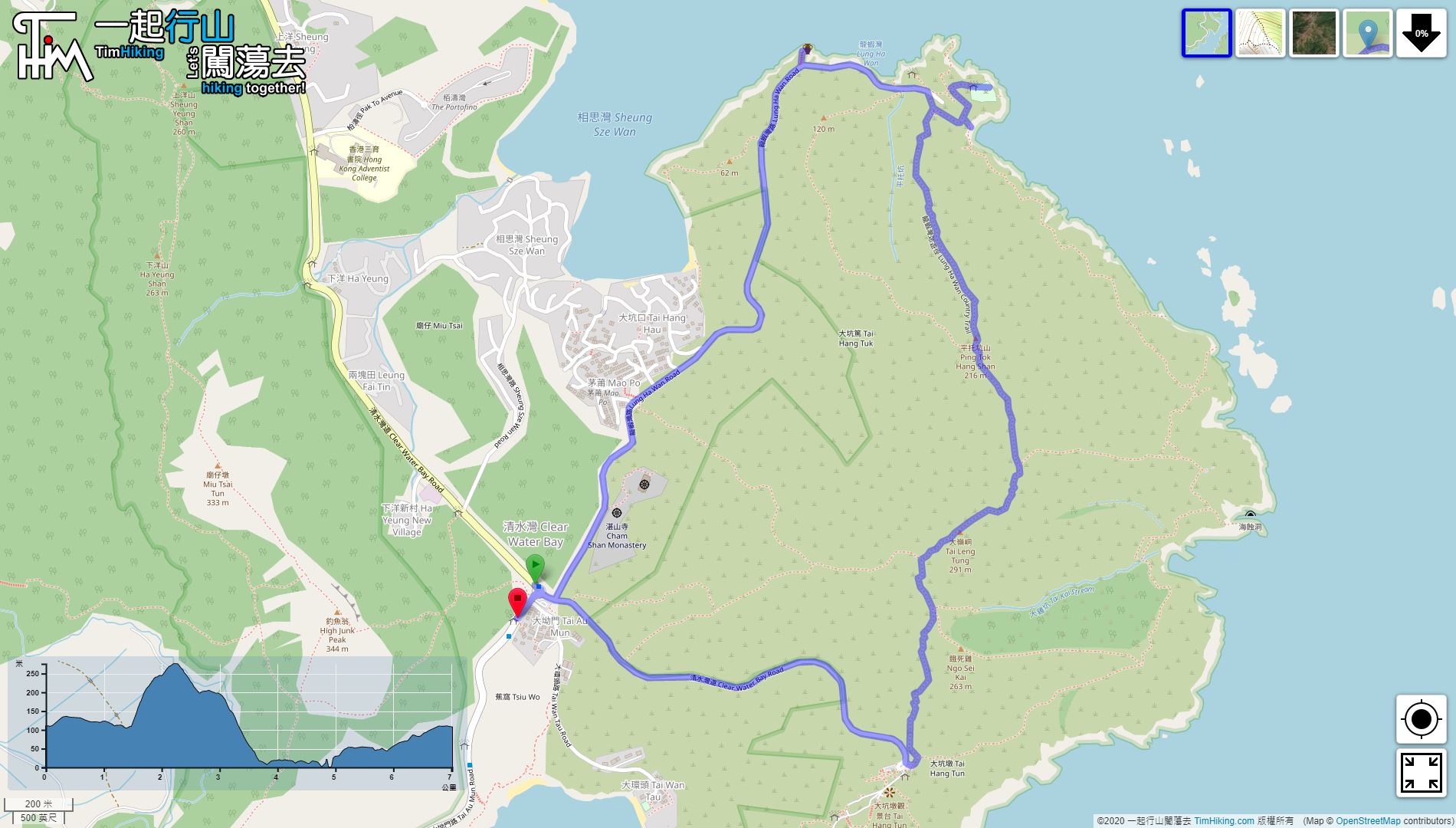 「龍蝦灣郊遊徑」路線地圖