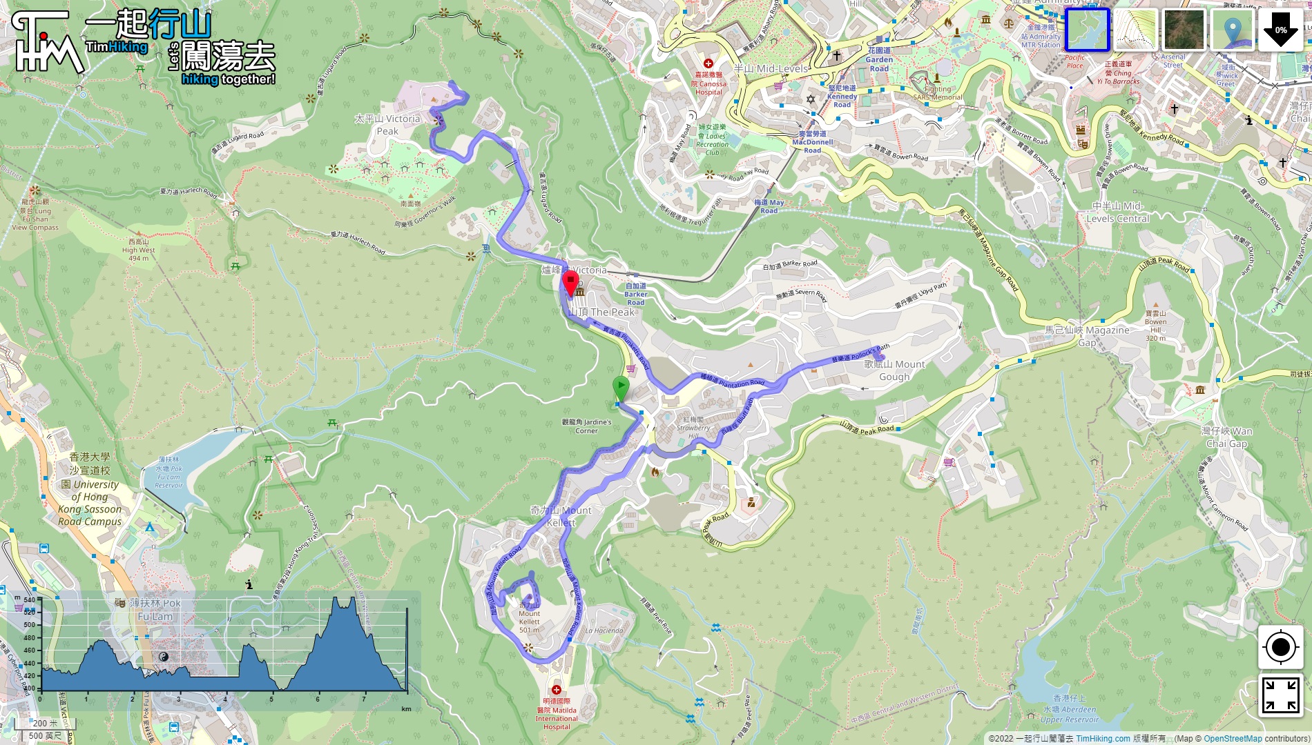 「奇力山 歌賦山 扯旗山」路線地圖