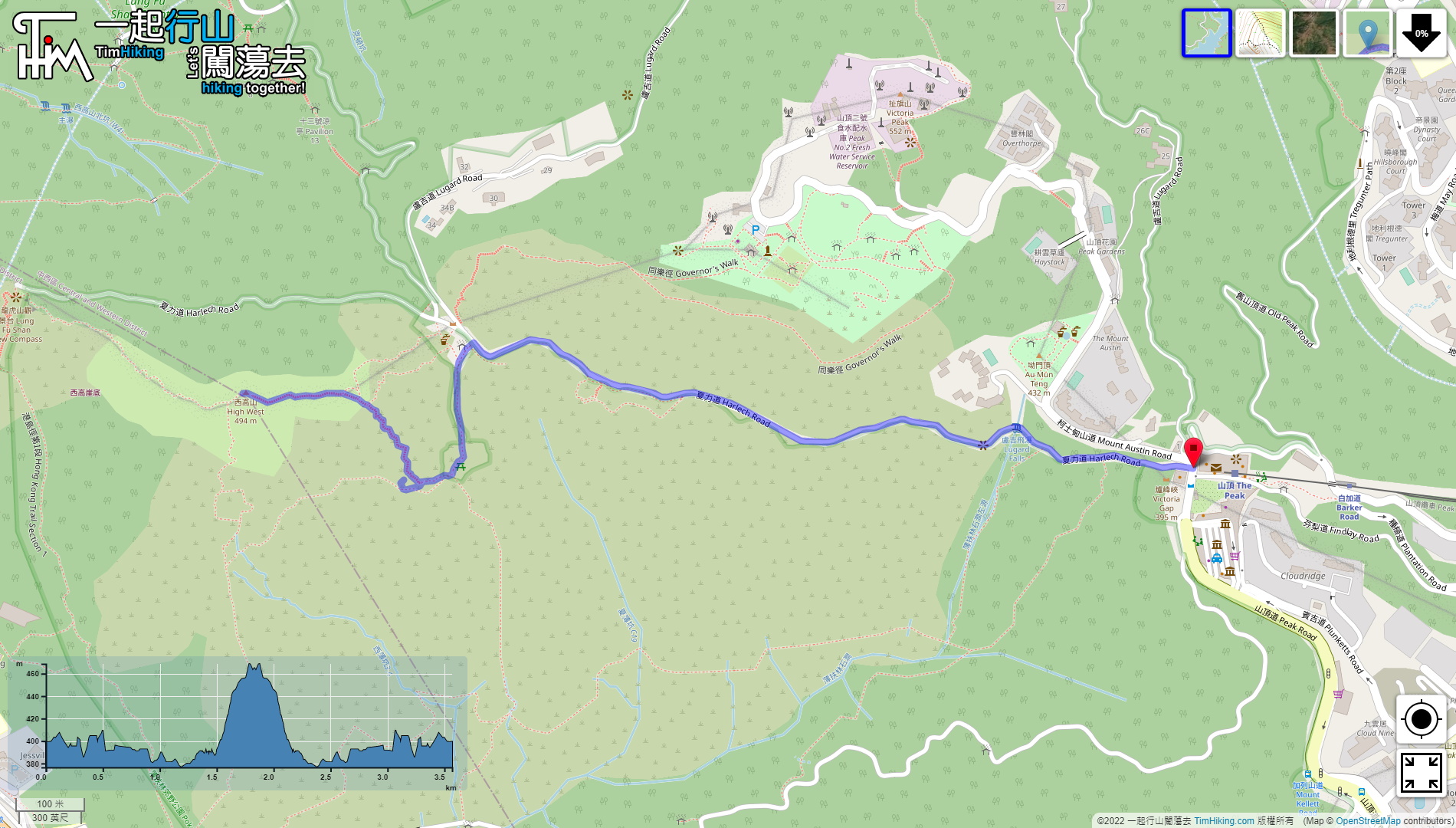 「西高山 一樹洞」路線地圖