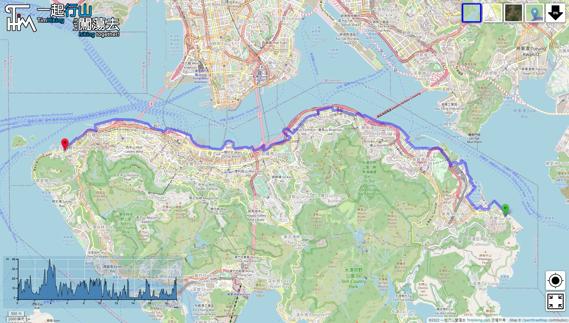 「環港島第1段 東岸海濱公園」路線地圖