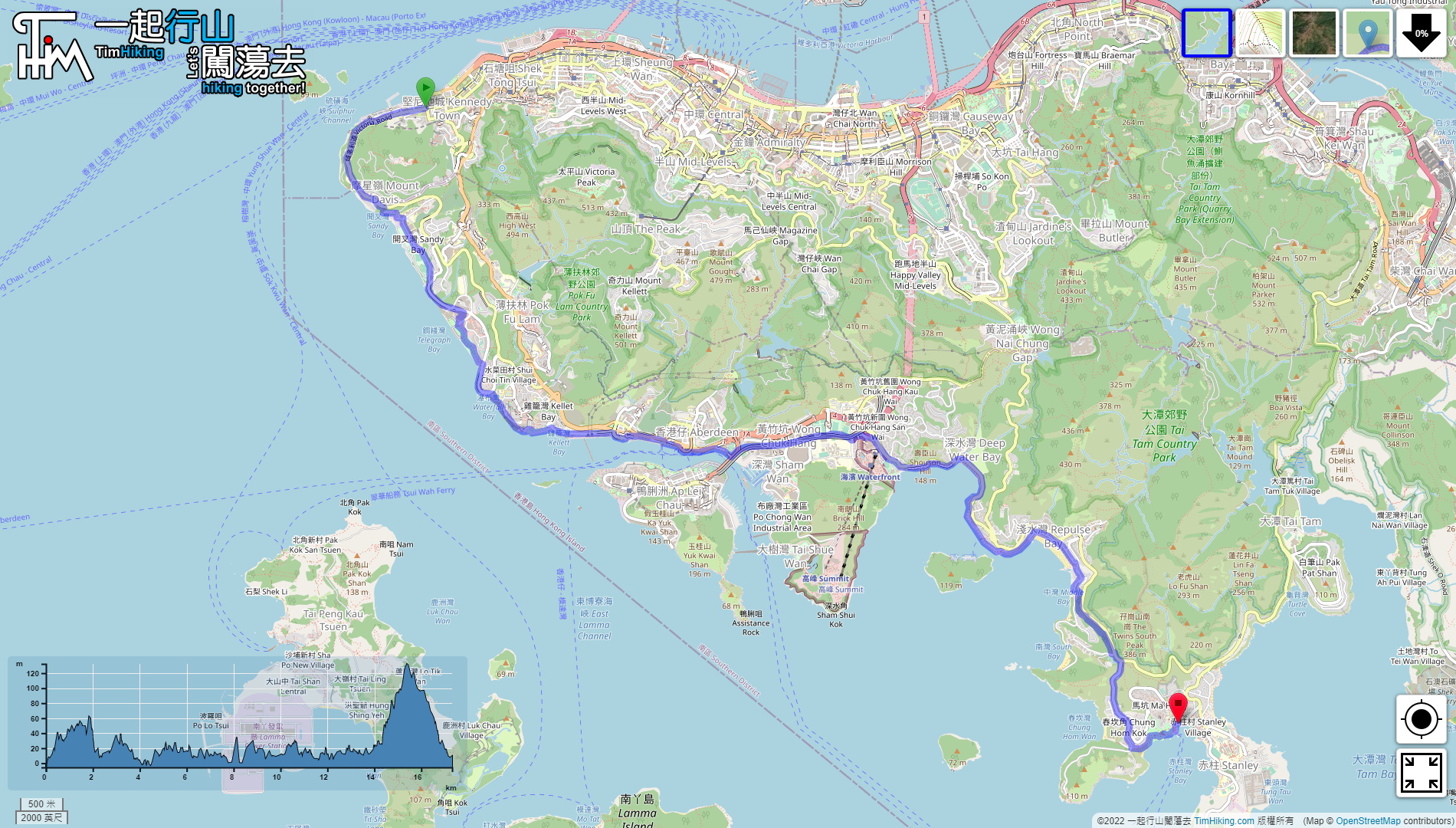 「環港島第2段 南區海濱長廊」路線地圖