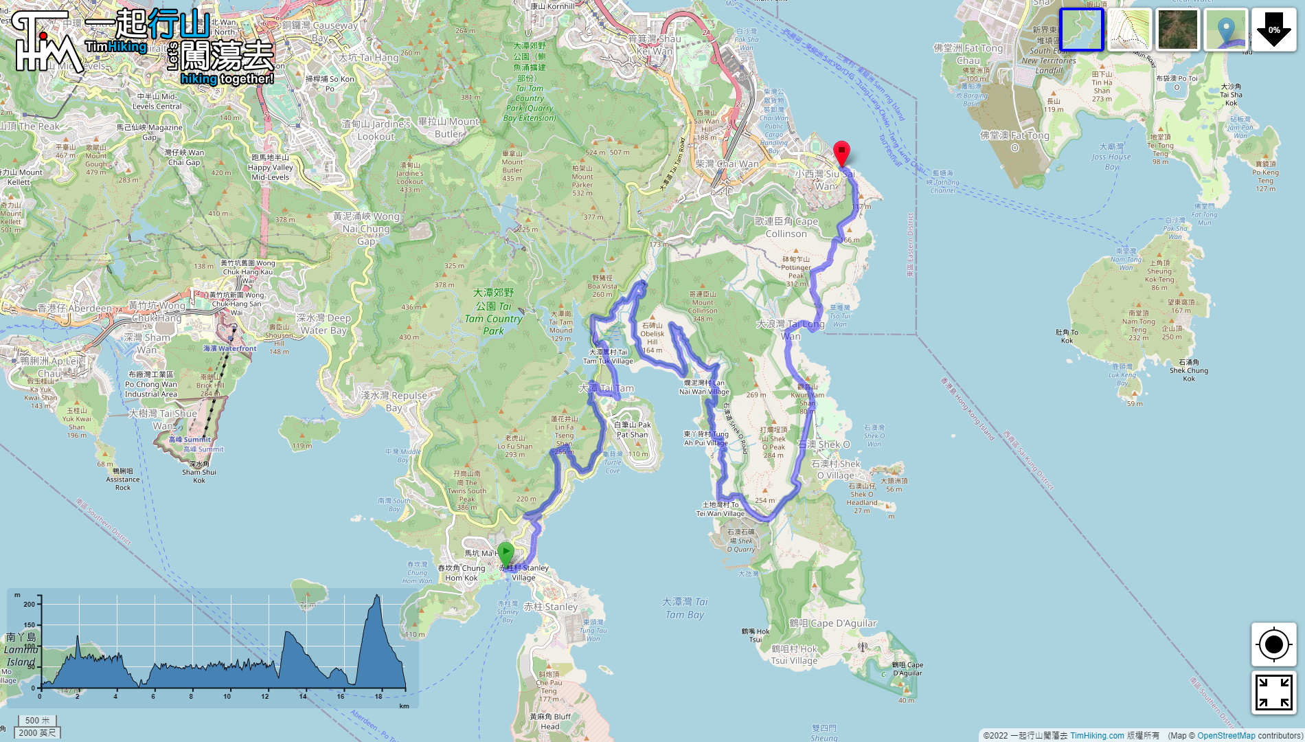 「環港島第3段 赤柱至小西灣」路線地圖