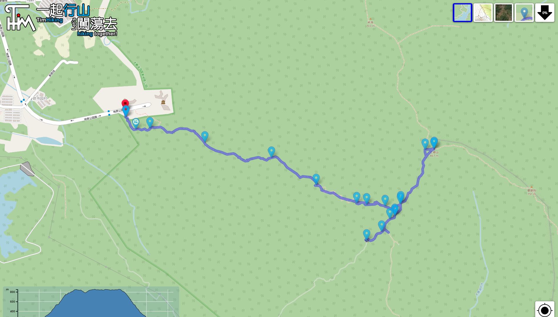 「深圳七娘山 (主峰科考綫)」路線地圖