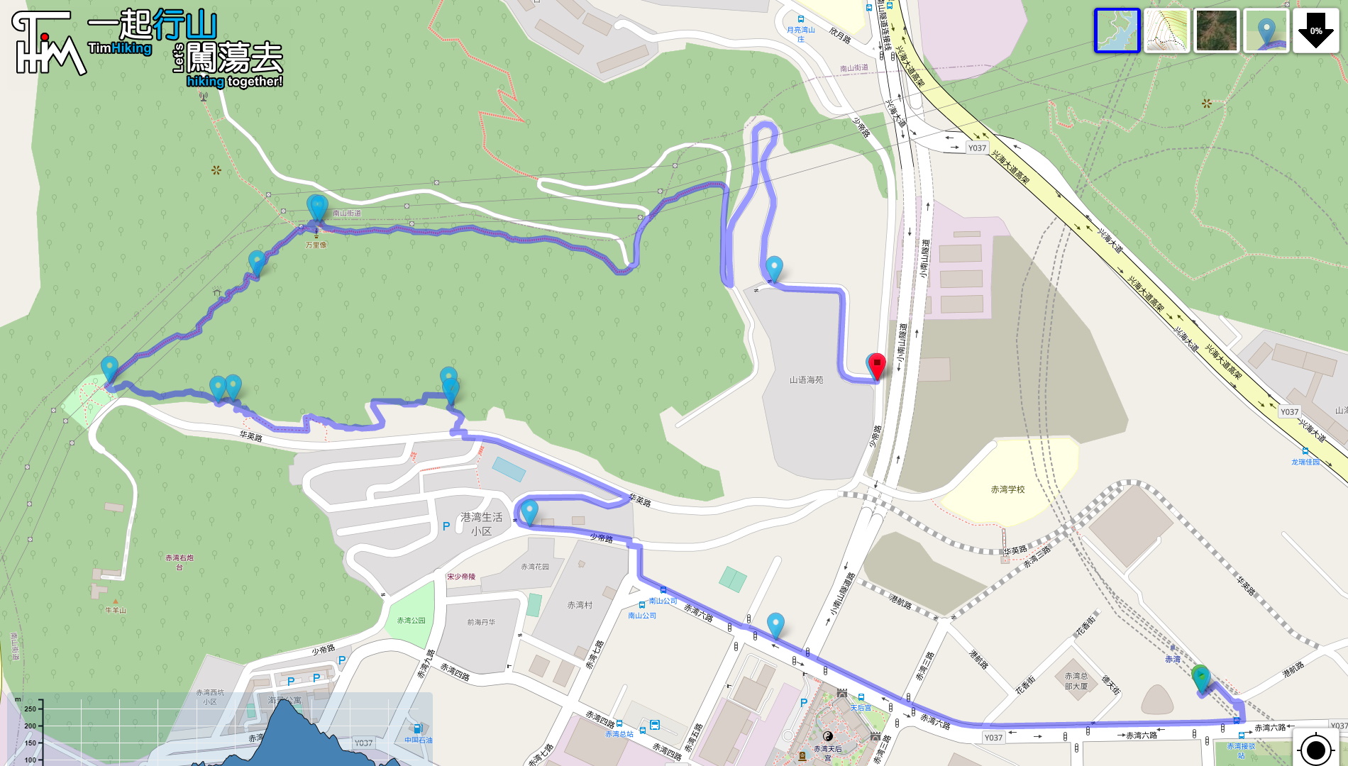 「深圳小南山 赤灣櫻花園」路線地圖