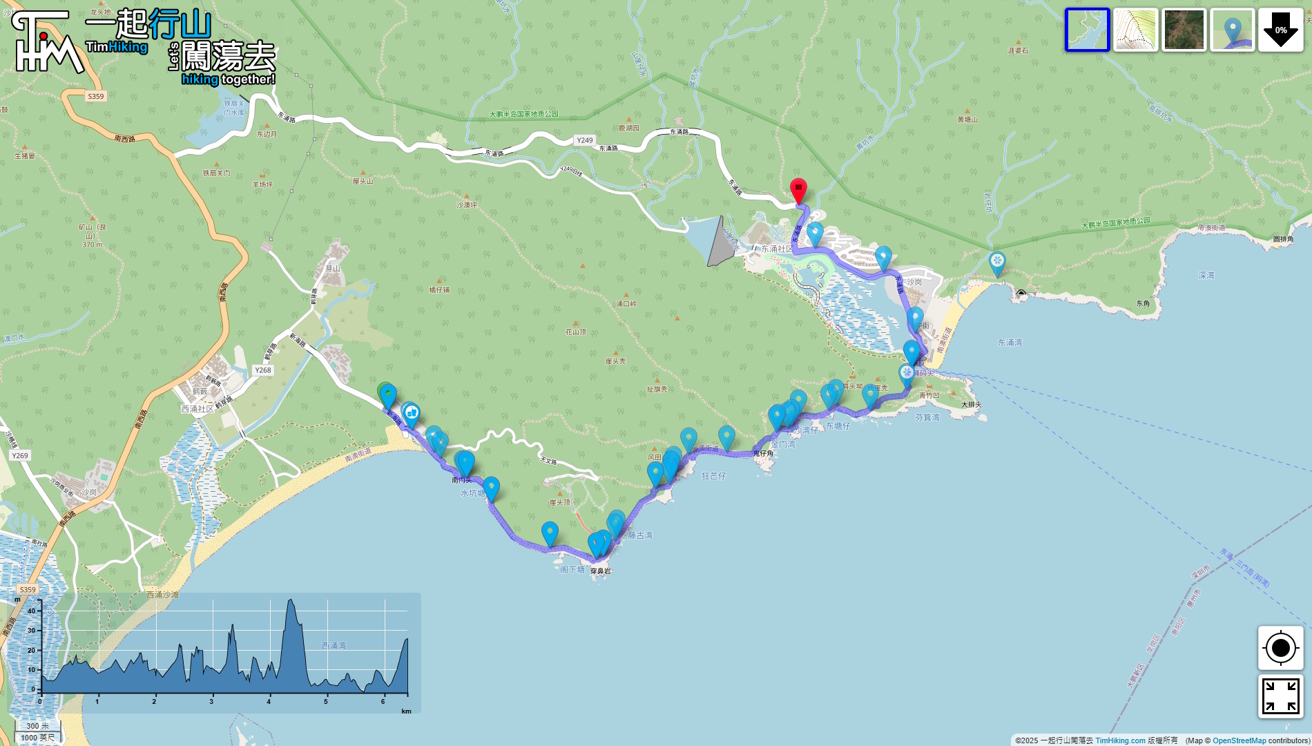 「鯤鵬徑第十九段 東西涌穿越」路線地圖