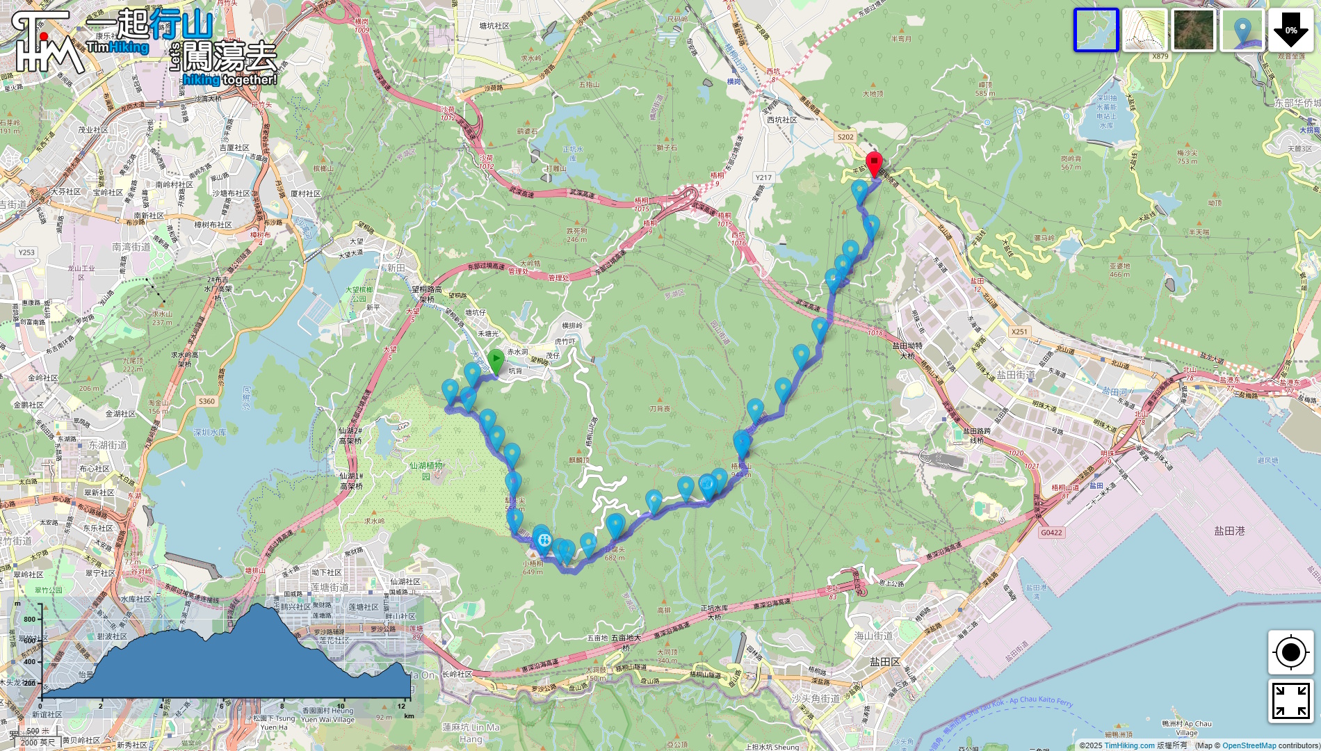 「鯤鵬徑第十一段 梧桐山」路線地圖