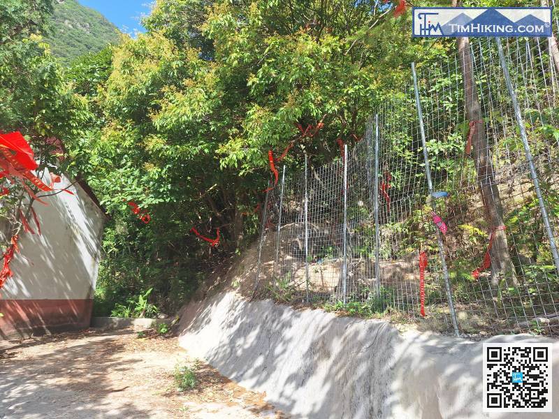 鐵絲網的位置就是上山的地方，