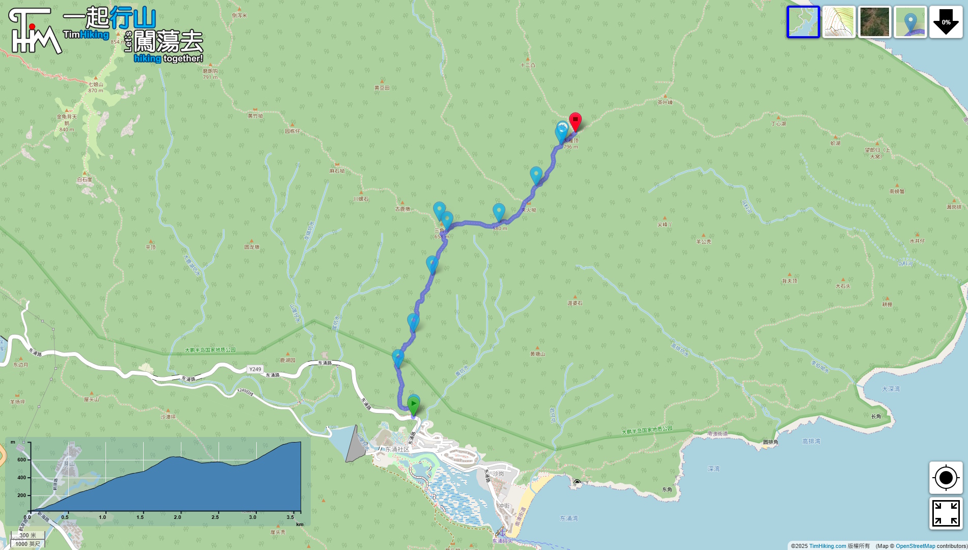 「鯤鵬徑第二十段 大雁頂」路線地圖
