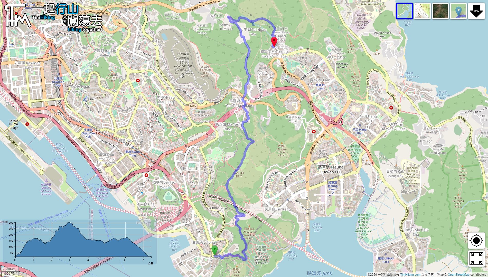 「五桂山 桅夾石嶺 小夏威夷」路線地圖