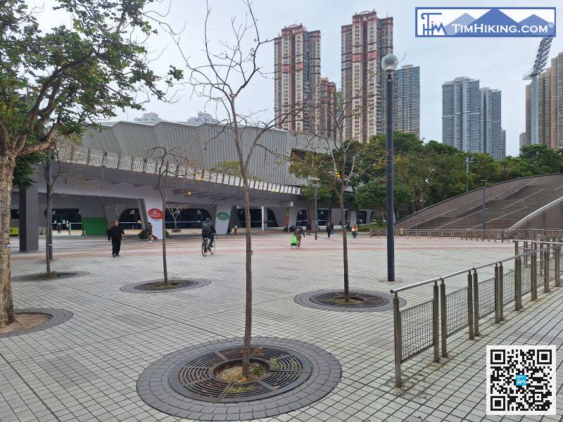 橫過馬路後，走向香港單車館的方向，